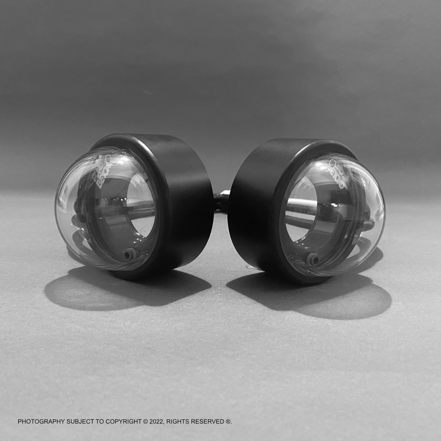 Gas mask 'BUBBLING' liquid dome lenses